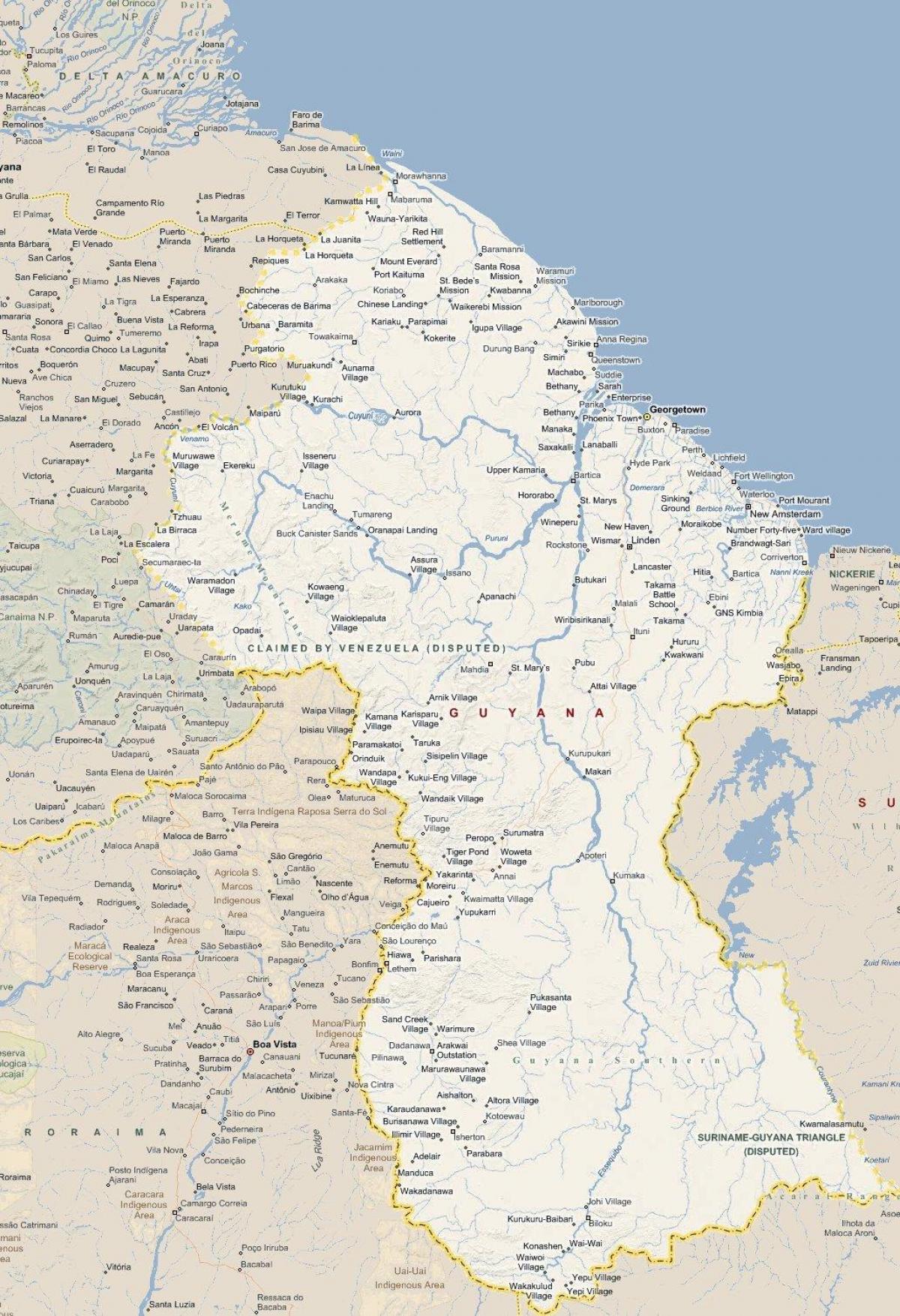 mapa Guyana errepidea