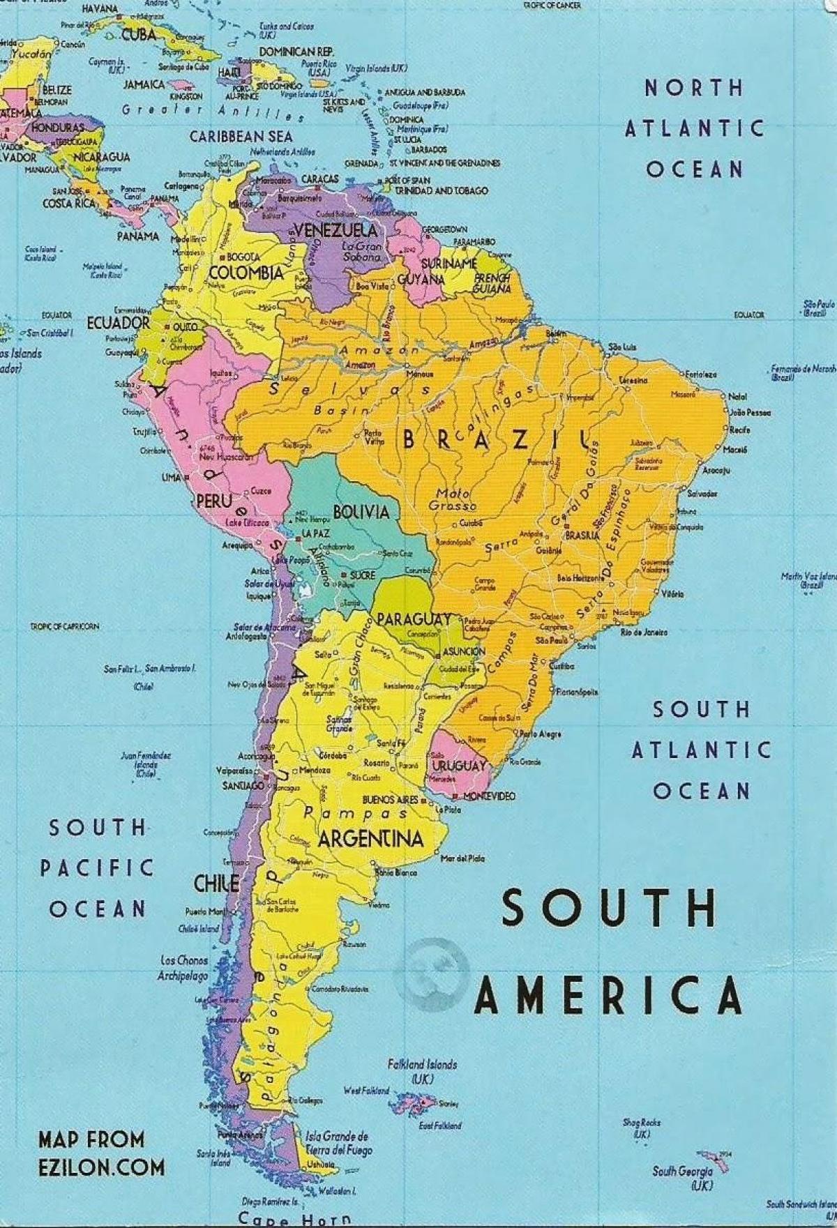 mapa Guyana hego amerikan 