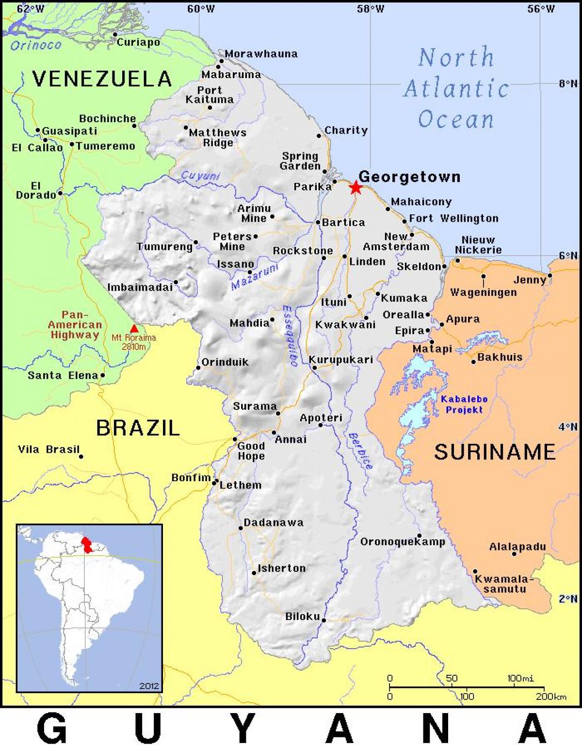 mapa Guyana herriko