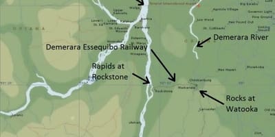 Mapa essequibo kostaldean Guyana