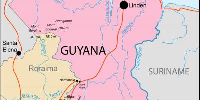 Mapa Guyana kokapena munduarekin