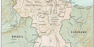 Mapa Guyana erakutsiz hiru konderri