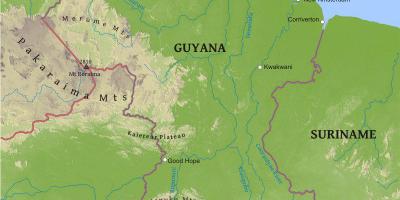 Mapa Guyana erakutsiz txikiko kostaldeko lautada